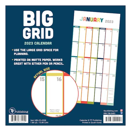 TF Publishing 2023 Big Grid Rainbow Blocks Mini Calendar Michaels